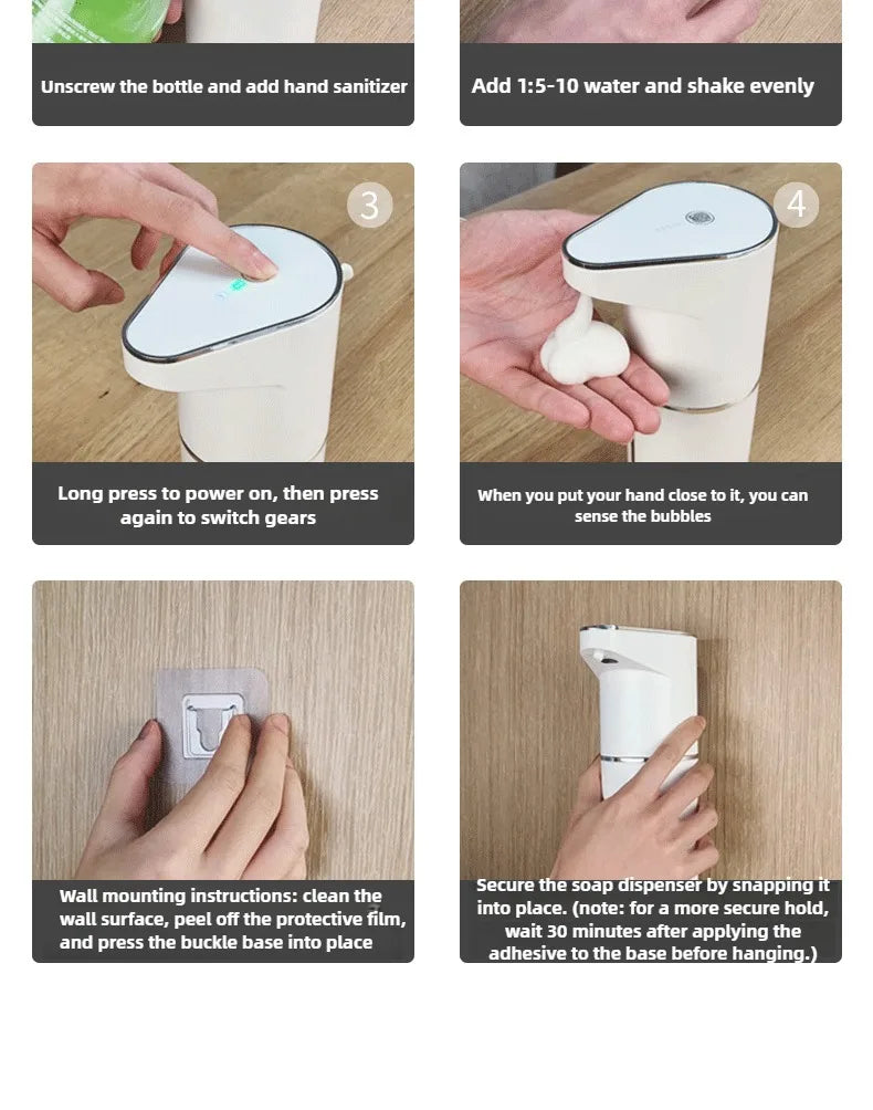 Automatic Soap Dispenser Touchless Foaming Soap Dispenser 350ml USB Rechargeable Electric 4 Level Adjustable Foam Soap Dispenser