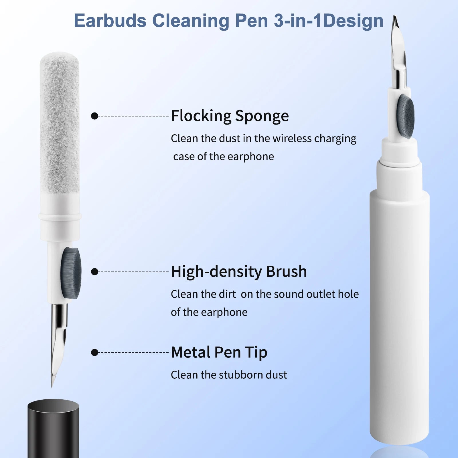 3 in 1 Bluetooth Earphones Cleaning Pen Tool For Airpods Pro 3 2 1 Earbuds Case Cleaner Kit Brush Pen for Xiaomi iPhone Earbuds