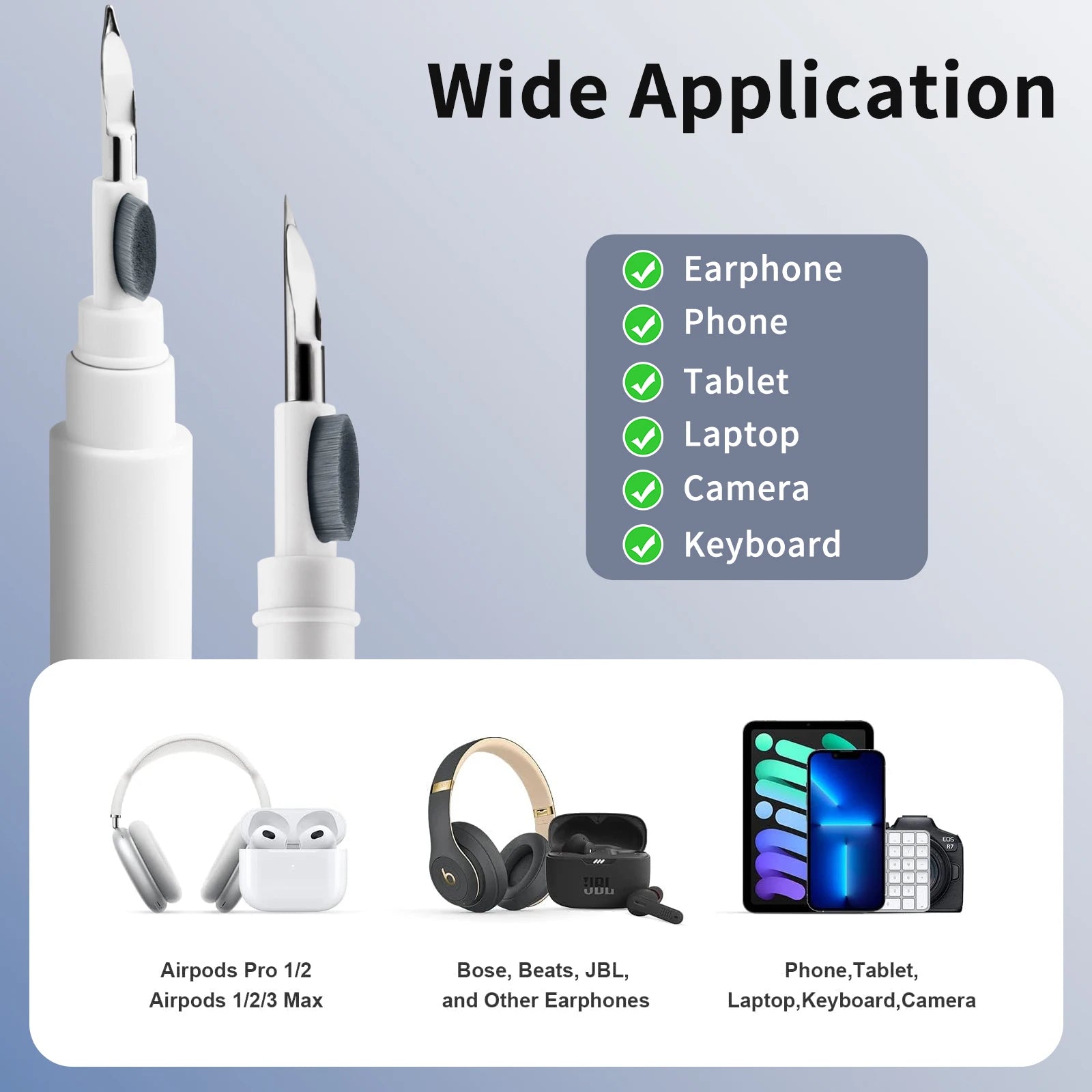 3 in 1 Bluetooth Earphones Cleaning Pen Tool For Airpods Pro 3 2 1 Earbuds Case Cleaner Kit Brush Pen for Xiaomi iPhone Earbuds