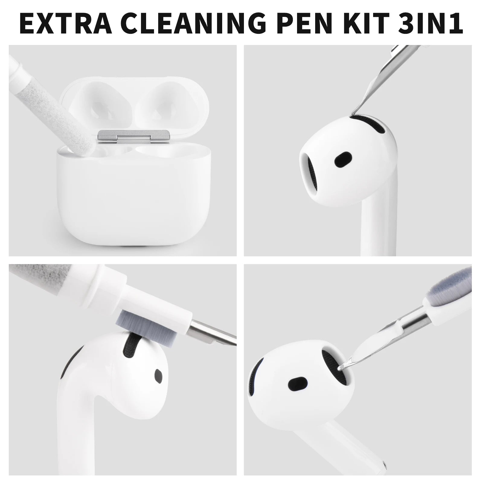 3 in 1 Bluetooth Earphones Cleaning Pen Tool For Airpods Pro 3 2 1 Earbuds Case Cleaner Kit Brush Pen for Xiaomi iPhone Earbuds